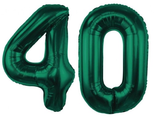 Balony Butelkowa Zieleń Cyfry 40 Urodziny 40stka zestaw balonów złote Baner
