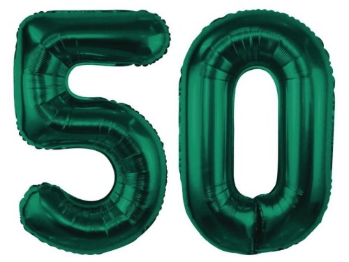 Balony Butelkowa Zieleń Cyfry 50 Urodziny 50tka zestaw balonów złote Baner