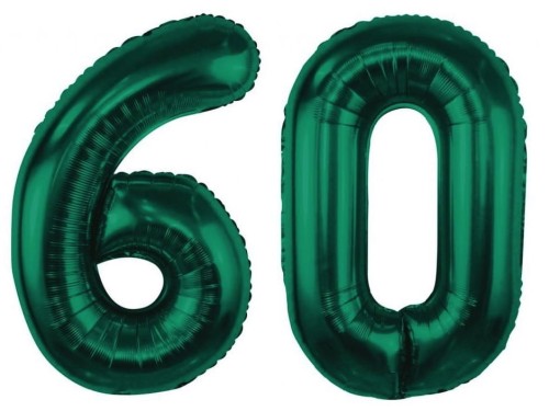Balony Butelkowa Zieleń Cyfry 60 Urodziny 60tka zestaw balonów złote Baner