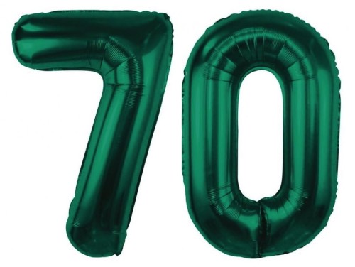 Balony Butelkowa Zieleń Cyfry 70 Urodziny 70tka zestaw balonów złote Baner