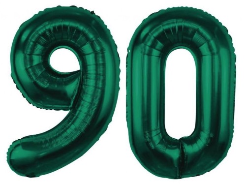 Balony Butelkowa ZIeleń Cyfry 90 Urodziny 90tka zestaw balonów złote Baner
