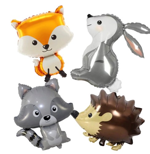 Zwierzątka leśne Lis Jeż Zajączek Szop Woodland Roczek Balony Foliowe