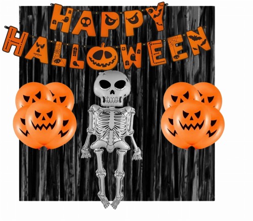 Balony na Halloween Zestaw z kutyną Baner Szkielet Kościotrup Dynie