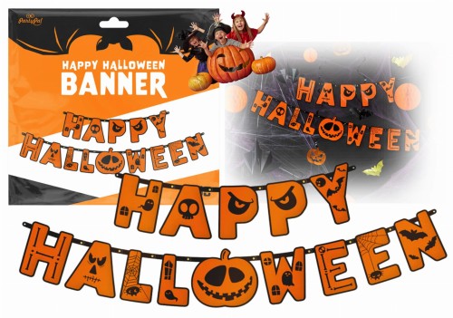 Baner Happy Halloween z dynią pomarańczowy 185cm 1111.jpg