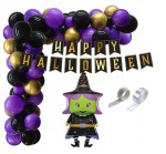 Girlanda balonowa Wiedźma Halloween baner Happy Halloween balony fioletowe