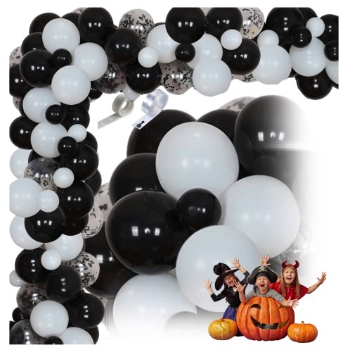 Girlanda balonowa HALLOWEEN czarna Wednesday Sylwester Andrzejki zestaw