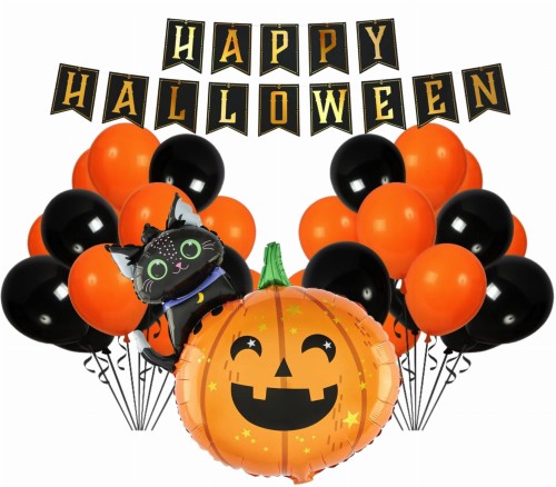 Zestaw balonów na Halloween Dynia Czarodziejski kot Andrzejki balony baner