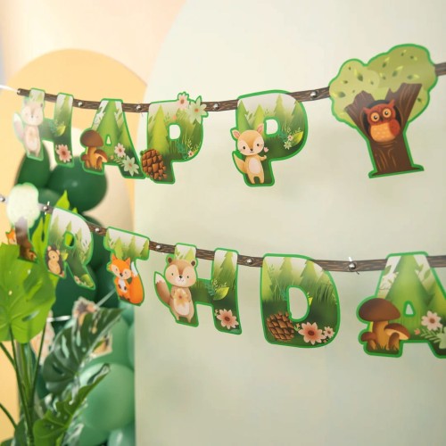 Baner Happy Birthday Leśni przyjaciele 210x16cm1.jpg