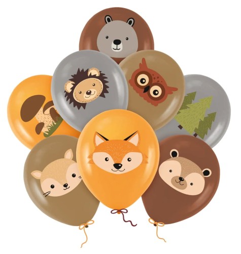 Balony Leśni przyjaciele 12cali 8szt. zestaw.jpg