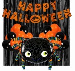 Balony Halloween Zestaw dekoracji baner Happy Halloween z kurtyną Pająk Hel