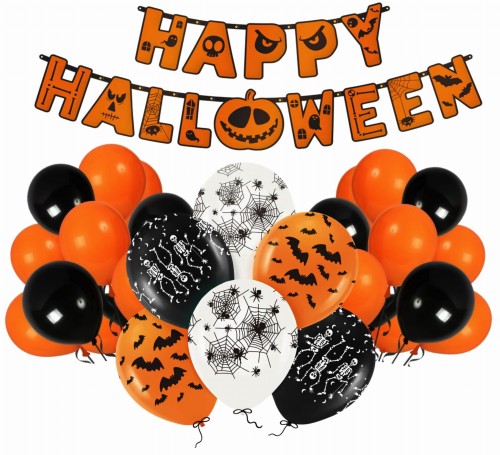 Zestaw dekoracji Halloween Baner Pajęczyna Szkielet