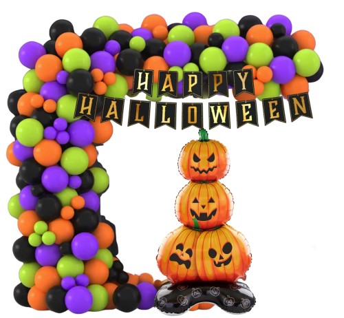 Girlanda balonowa Halloween Dynie Baner Happy Halloween czarny kolorowe