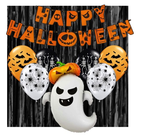 Balony Halloween Zestaw balonów Duch Straszny Pajęczyna Baner pomarańczowy