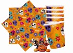 Zestaw na Halloween Kubki serwetki Meksykański Halloween pomarańczowy