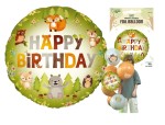 Balon foliowy Happy Birthday Leśni przyjaciele 45cm jesienne urodziny