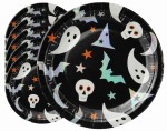 Talerzyki papierowe czarne Halloween 7cali 6szt.
