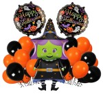 Zestaw dekoracji na Halloween Czarownica Baba Jaga Happy Halloween Dynie