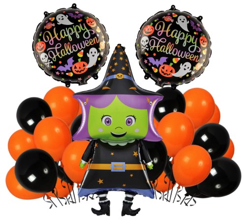 Zestaw dekoracji na Halloween Czarownica Baba Jaga Happy Halloween Dynie