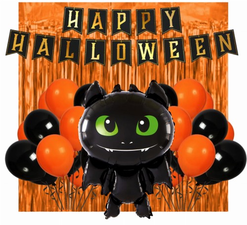 Zestaw dekoracji na Halloween z kurtyną Nietoperzem Ścianka do zdjęć Tło