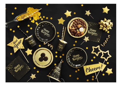 Czapeczki imprezowe Happy New Year czarno-złote 6szt.111.jpg