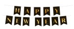 Baner Happy New Year czarny 250 cm na Sylwestra