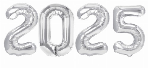 Balony na Sylwestra Cyfry 2025 Powitanie Nowego Roku Sylwester srebrne 40cm