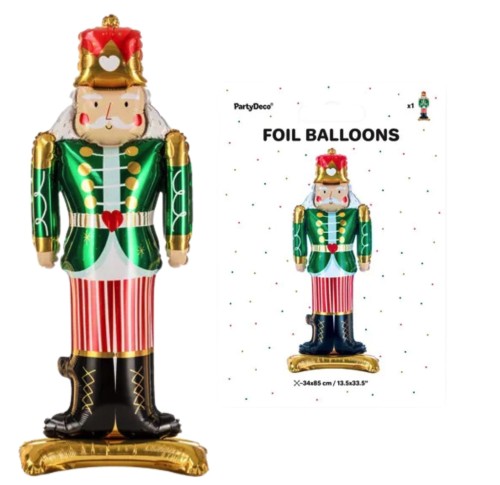 Stojący balon foliowy Dziadek do orzechów, 34x85cm, mix