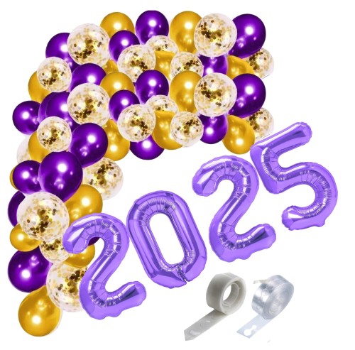 Girlanda balonowa złoto fioletowa Studniówka Bal Maturalny Ósmoklasisty Zakończenie Roku