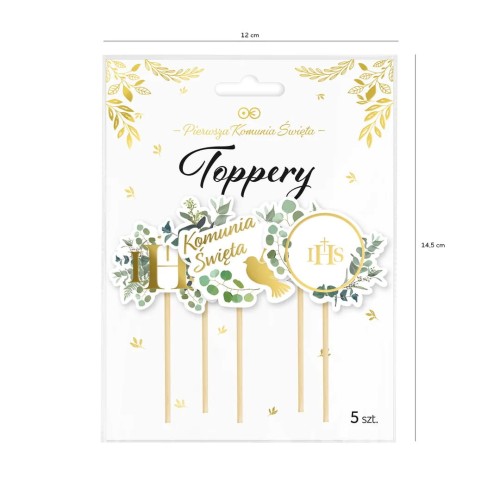 Toppery na tort komunijny Eukaliptus 5szt. zestaw11.jpg