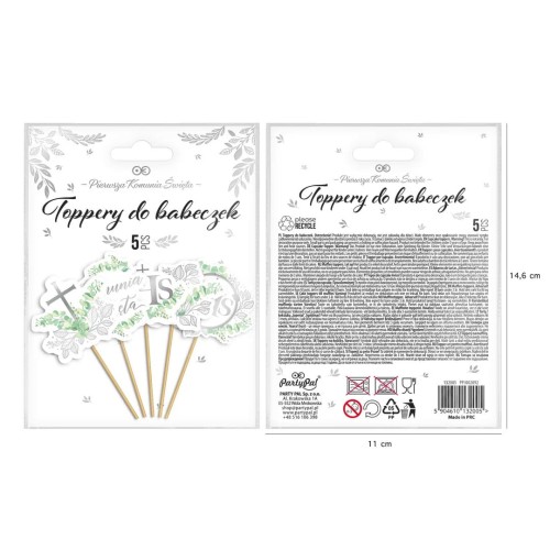 Toppery na tort komunijny Eukaliptus srebrny 5szt. zestaw2.jpg