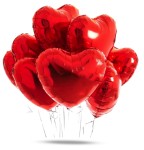 Bukiet balonów foliowych serca czerwone 8 szt Walentynki