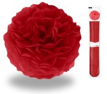 Pompon bibułowy czerwony 25 cm