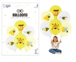 Balony lateksowe z nadrukiem Pszczoły Miód Ul 12cali 6szt. zestaw