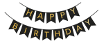 Baner urodzinowy Happy Birthday czarny 1 szt