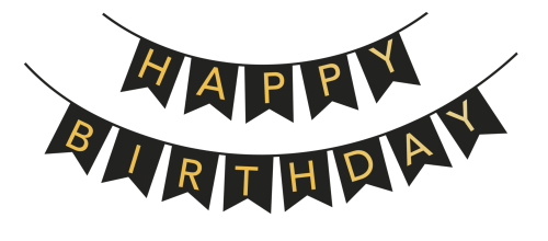 Baner urodzinowy Happy Birthday czarny 1 szt