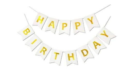 Baner urodzinowy Girlanda Happy Birthday biało złota 190cm