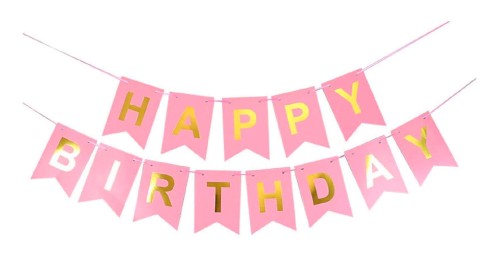 Baner urodzinowy Happy Birthday różowy