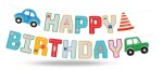 Baner Happy Birthday Auta 250x17cm