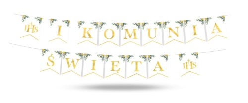 Baner komunijny I Komunia Święta IHS Eukaliptus 240cm