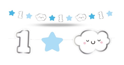 Girlanda papierowa na Roczek chłopca niebieska 120cm