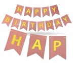 Baner urodzinowy Rose Gold brokatowy Happy Birthday girlanda