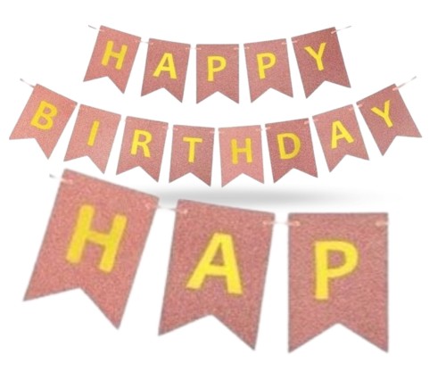 Baner urodzinowy Rose Gold brokatowy Happy Birthday girlanda