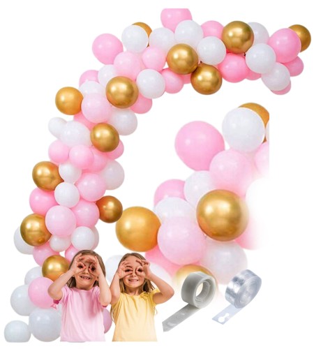 Girlanda z balonów różowa Roczek Baby Shower Dziewczynki Chrzest Balony