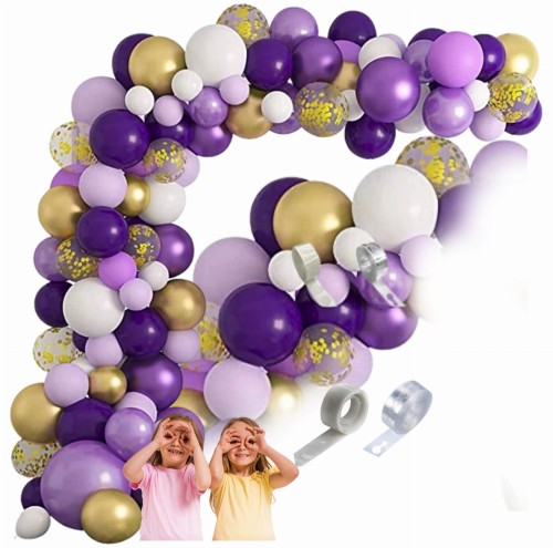 Girlanda balonowa ROCZEK dziewczynki fioletowa Dzień Dziecka Motylki taśma.jpg