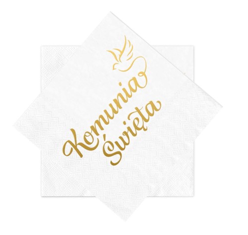 Serwetki papierowe Komunia Święta komunijne biało-złote 10szt.