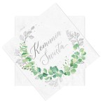 Serwetki papierowe komunijne Komunia Święta Eukaliptus srebrny 10szt