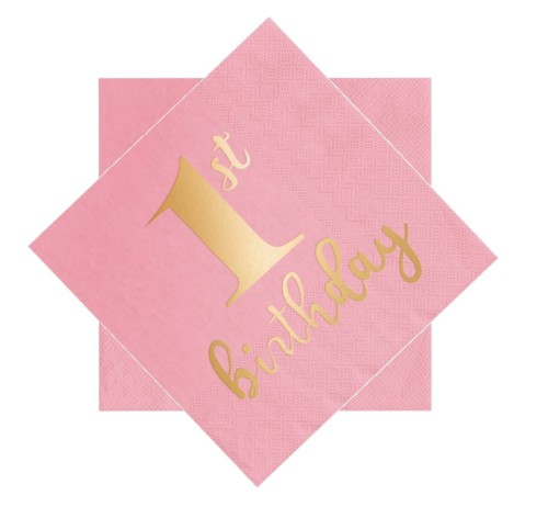 Serwetki 1st birthday różowe .jpg