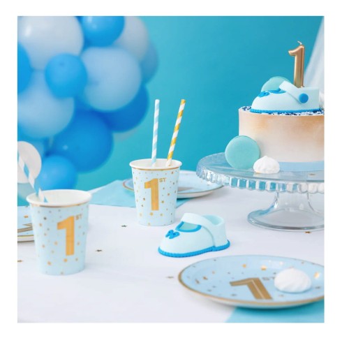 Kubek niebieski w złote gwiazdki Roczek 220ml 6szt.111.jpg