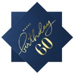 Serwetki papierowe Happy Birthday 60 granatowe 33x33cm 10szt.