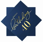 Serwetki papierowe Happy Birthday 40 granatowe 33x33cm 10szt.